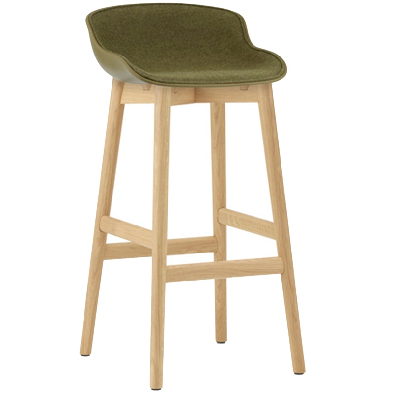 Hyg Barhocker 75 cm, Gepolsterte Vorderseite, Olive / Eiche