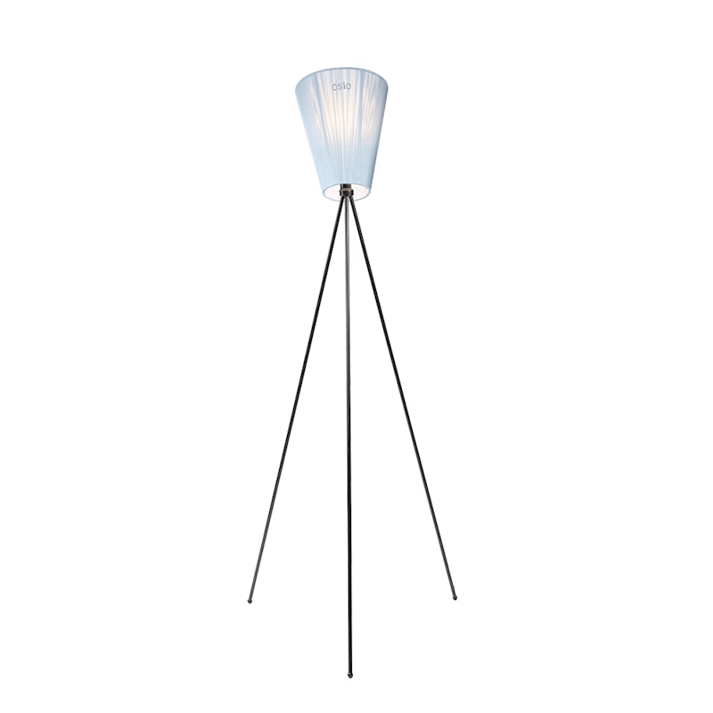 Oslo Wood Floor Lamp, Black/Light Blue