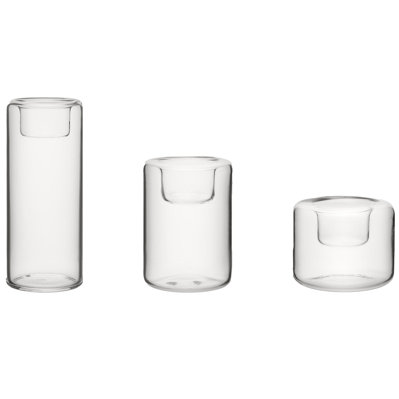 Happy Candle Holder 3 Pieces, Clear