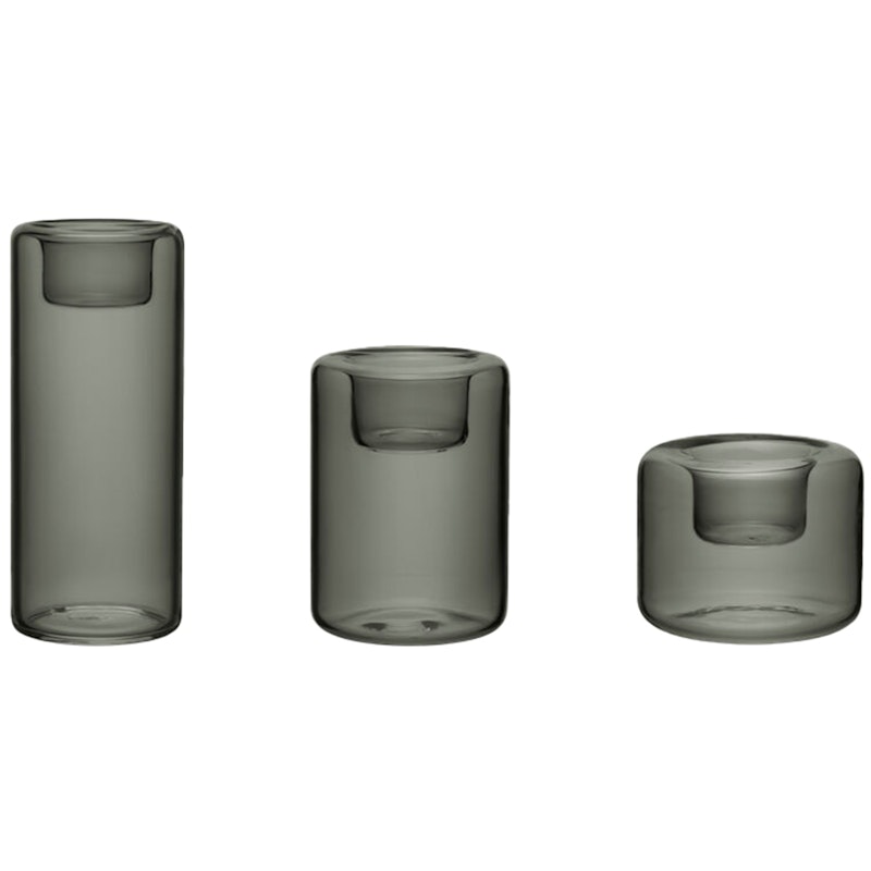 Happy Candle Holder 3 Pieces, Anthracite