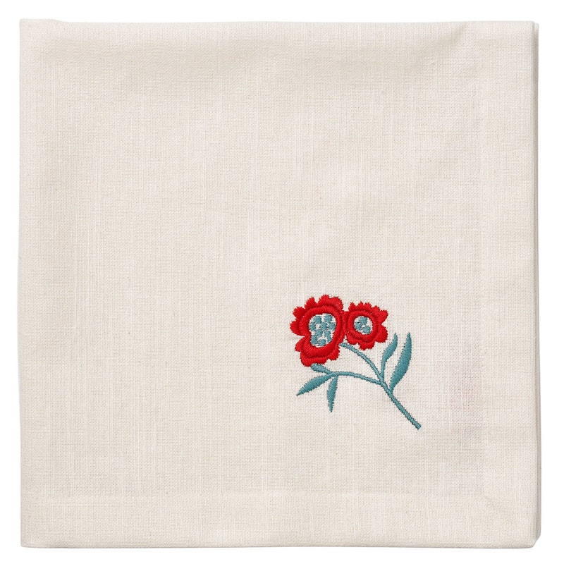 Cottage Flower Linen Napkins 45x45 cm 4-pack, Red