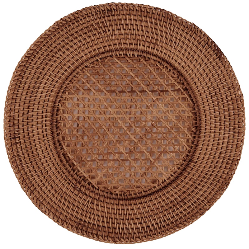 Scallop Table Mat Rattan 36 cm, Dark Brown