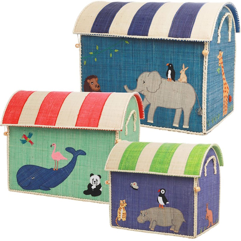 Raffia Animal Toy Storage Set