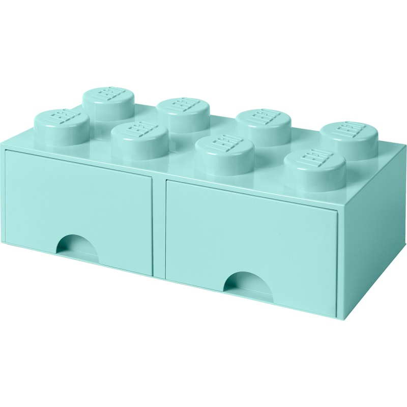 LEGO® Aufbewahrung Mit 2 Schubladen 8 Knöpfe, Aqua