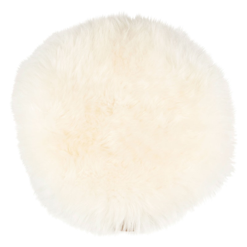 Moa Round Seat Cushion 36cm Long-haired, White