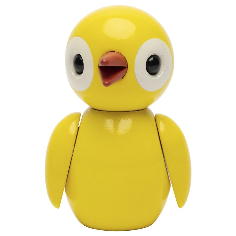 Grateful Spring Bird Wooden Figurine 6.5 cm, Yellow