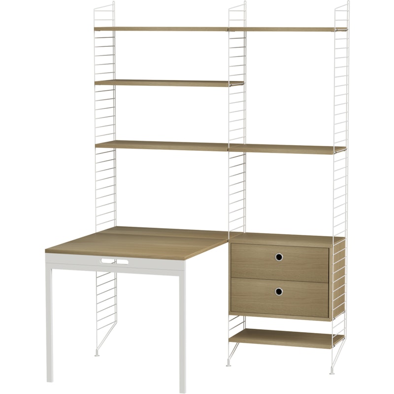String Shelf Combination E Workplace, Oak / White