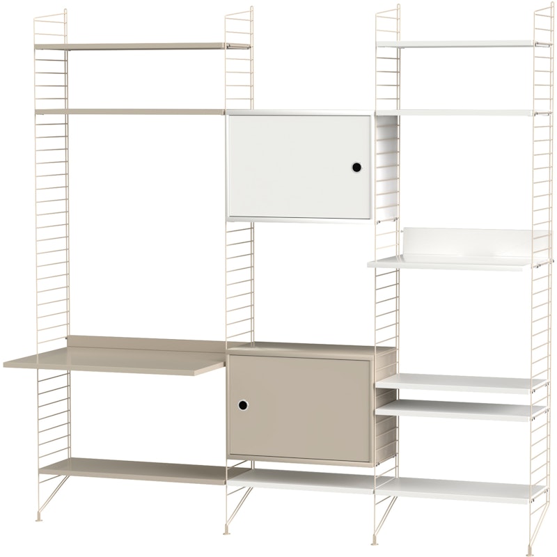 String Shelf Combination P Living Room, Beige / White