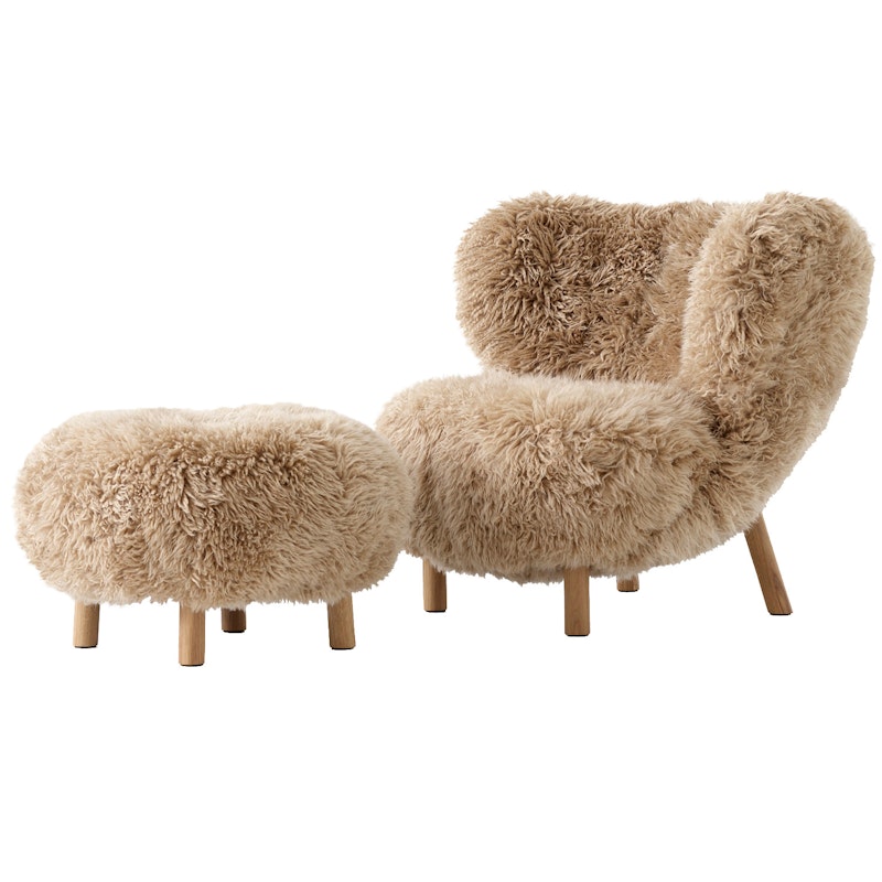 Little Petra VB1 Lounge Chair Set, Sheepskin Honey / Oiled Oak