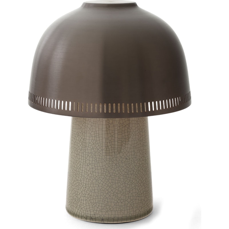 Raku Tischlampe, Beige Grey / Aluminium