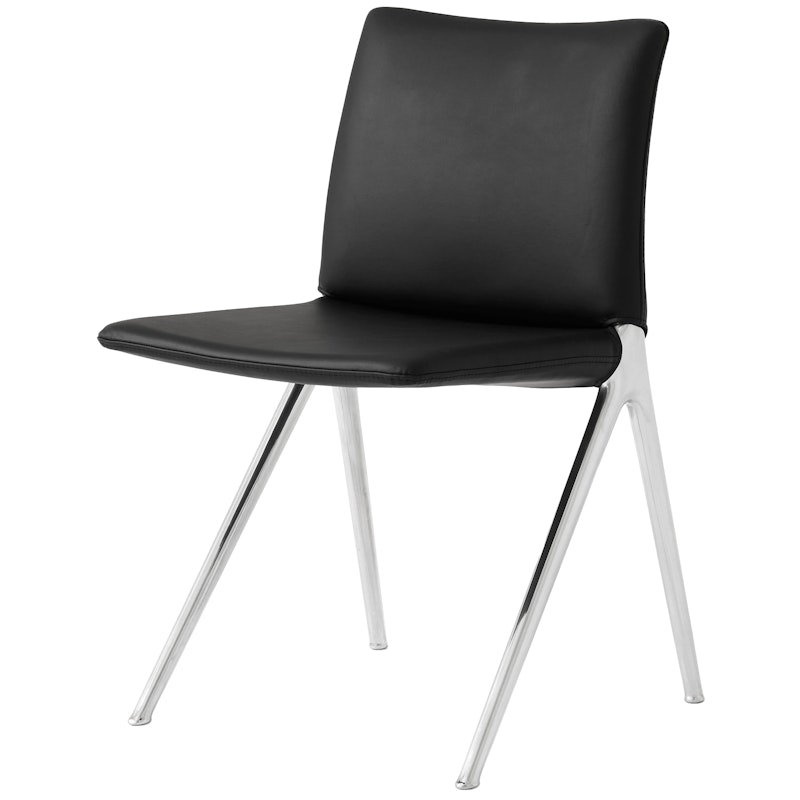Kape IF7 Dining Chair, Aluminium / Black Leather