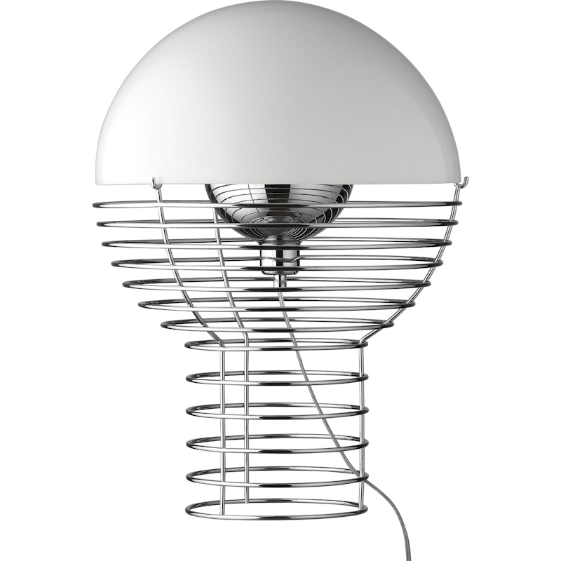 Wire Table Lamp 40 cm, Chrome / White