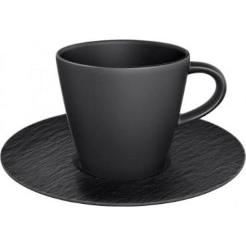 Manufacture Rock Kaffeetasse mit Unterteller, Schwarz