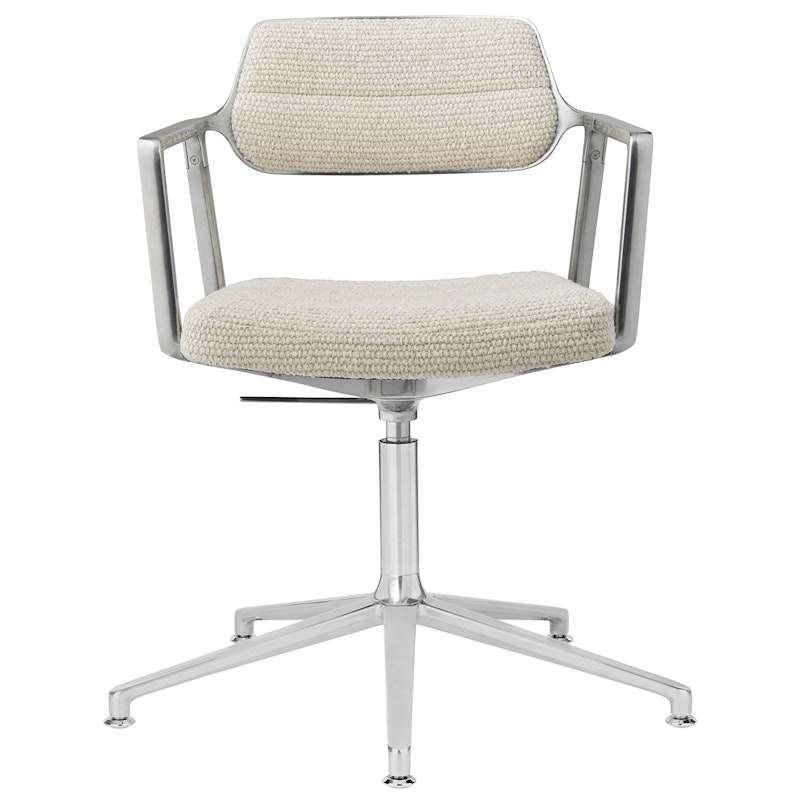 453+ Swivel Chair, Polished Aluminium / Wavy Off-white