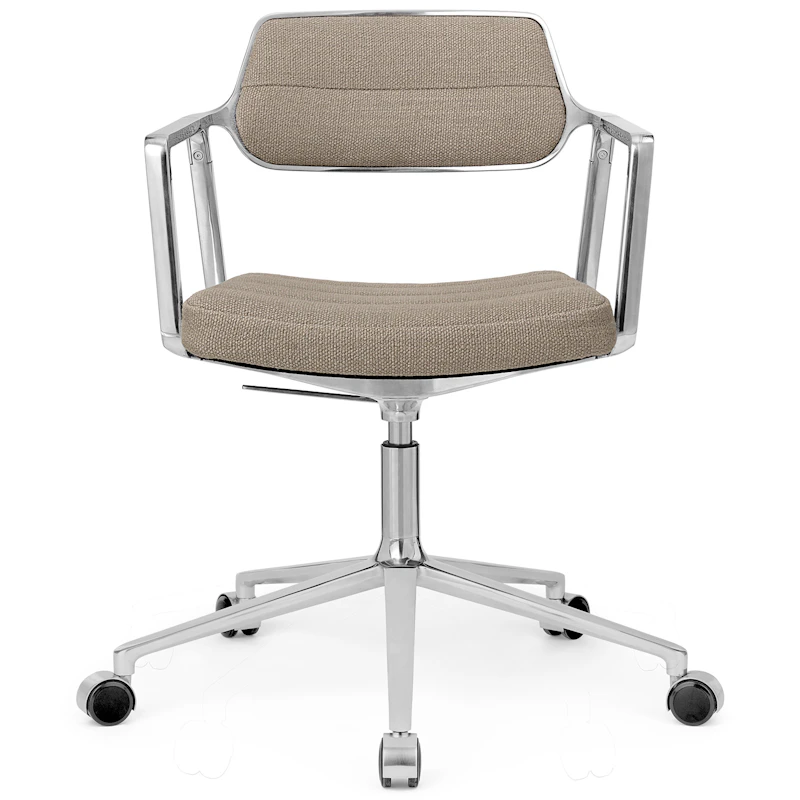 453+ Swivel Chair With Casters, Polished Aluminium / Dark Sand