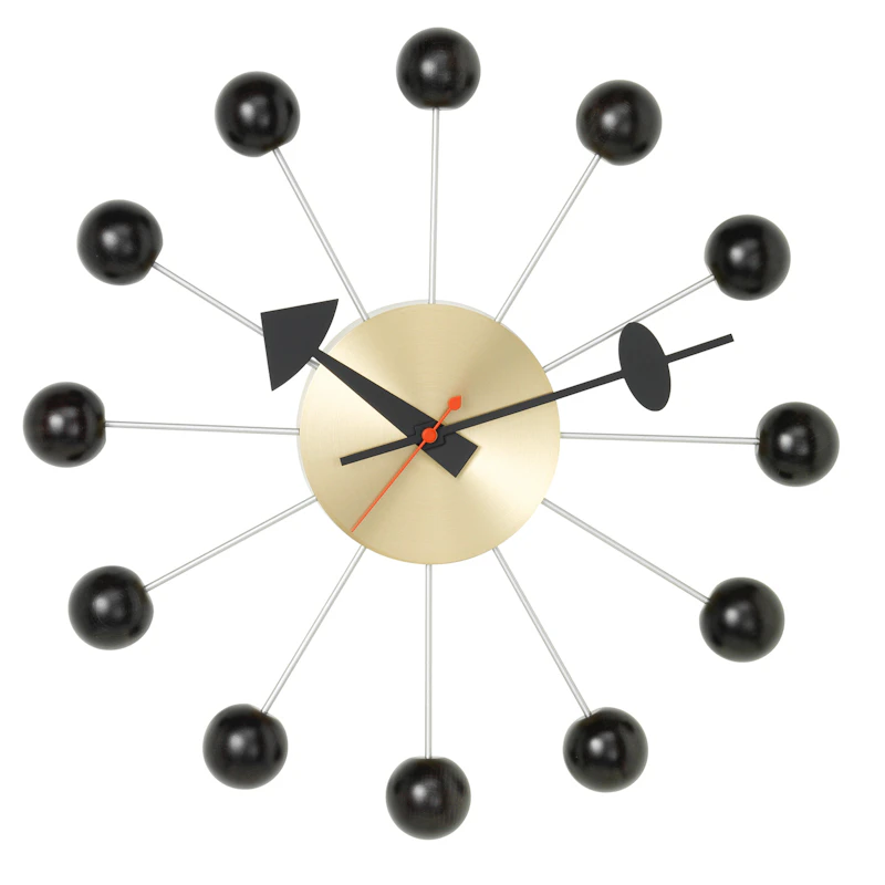 Ball Wall Clock, Black / Brass