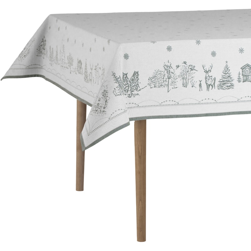 Julemorgen Tablecloth White / Green, 140x240 cm