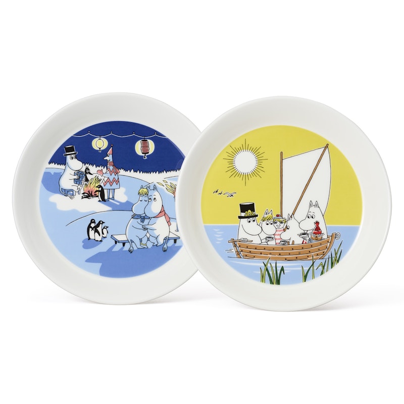 Mumin Teller 2-er Set, Segeln & Winterlagerfeuer