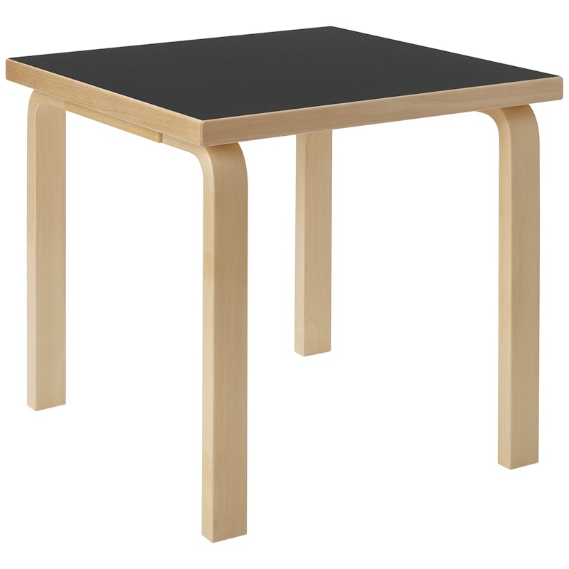 Aalto 80C Tisch Quadratisch 60x60 cm, Schwarz Linoleum