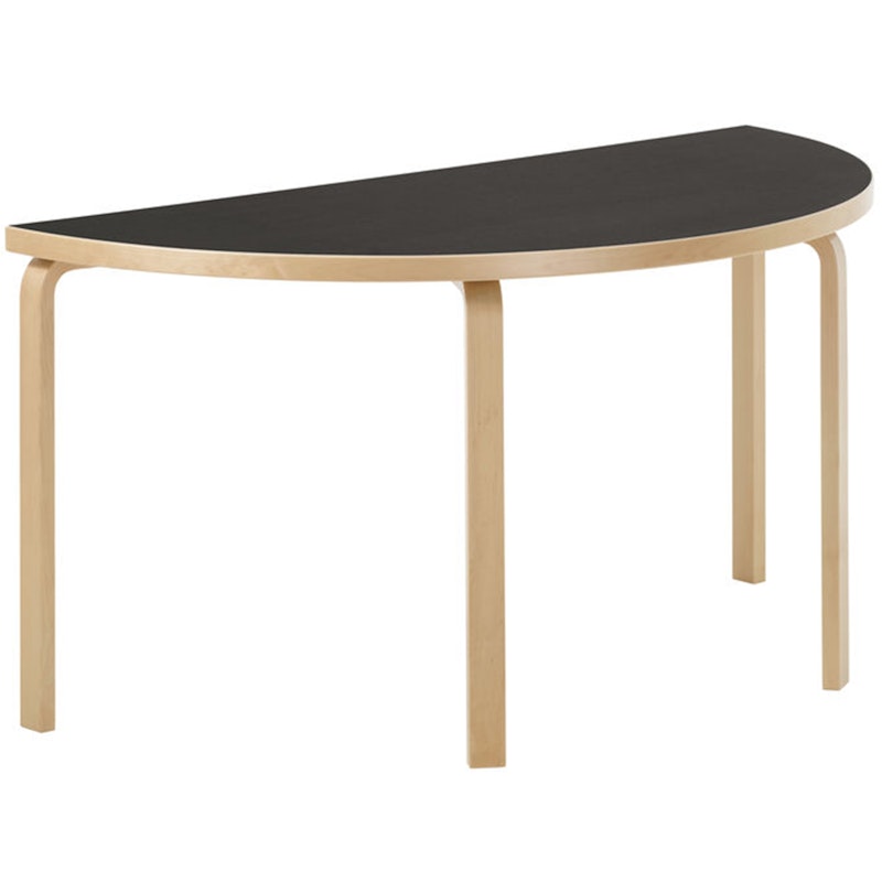 Aalto 96 Tisch Halbrund, Schwarz Linoleum