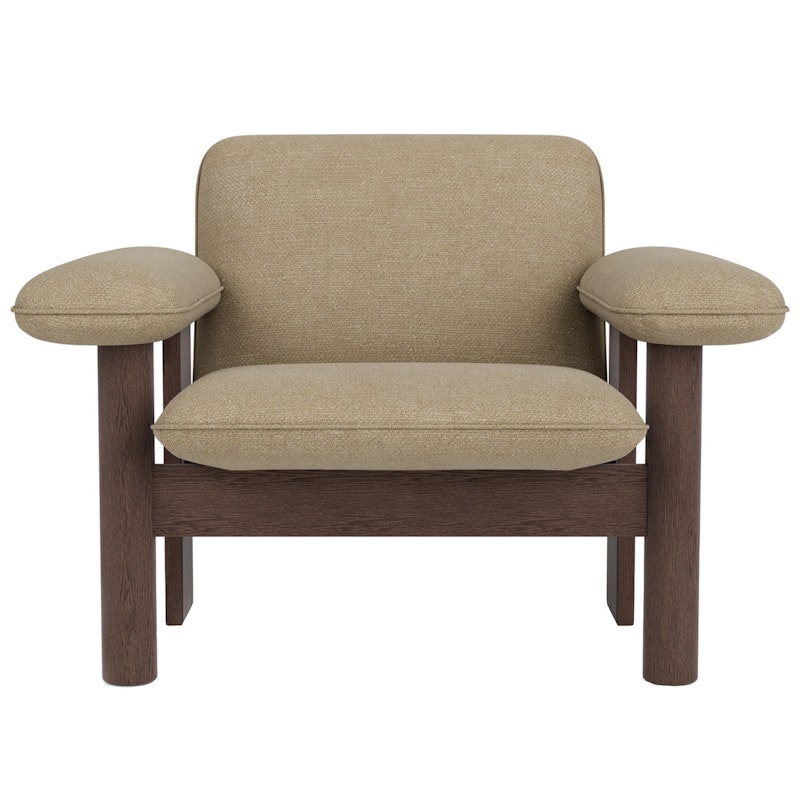 Brasilia Sessel Niedriger Rücken, Dunkel Gebeizte Eiche / Bouclé 02 Beige