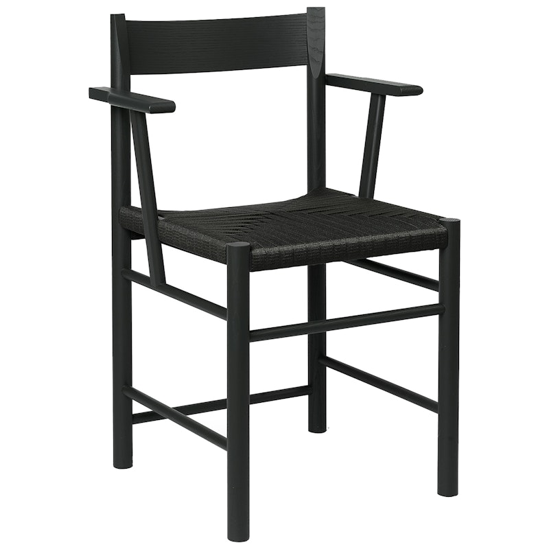 F Armchair, Black Lacquered Ash / Black Webbing