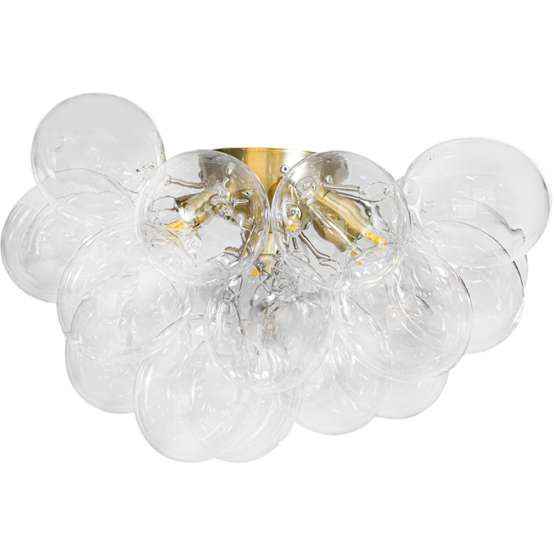 Gross Deckeneinbauleuchte 50 cm, Transparent / Messing