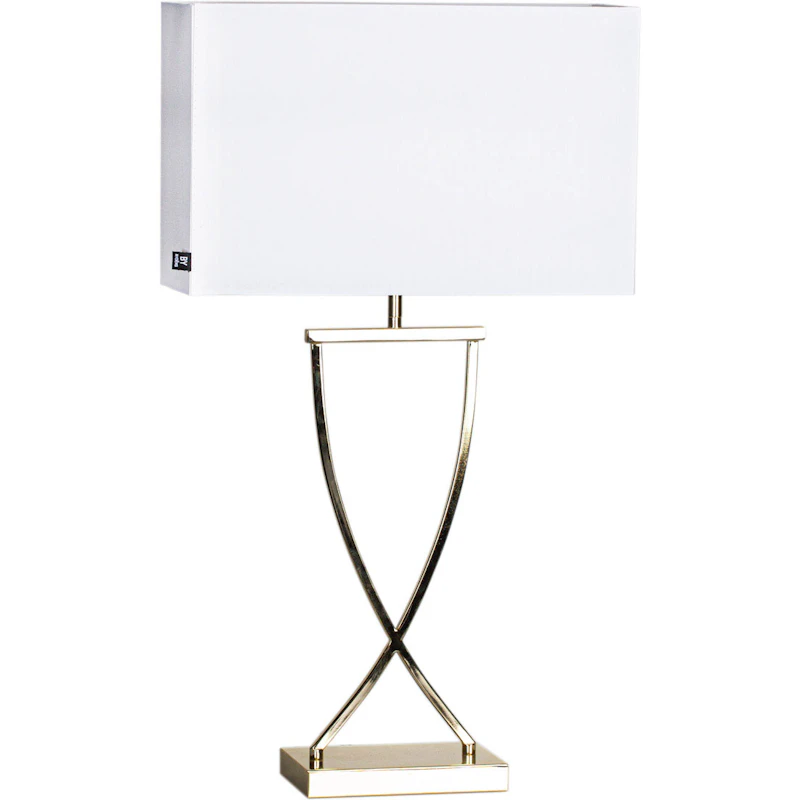 Omega Tischlampe 69 cm, Messing / Weiß