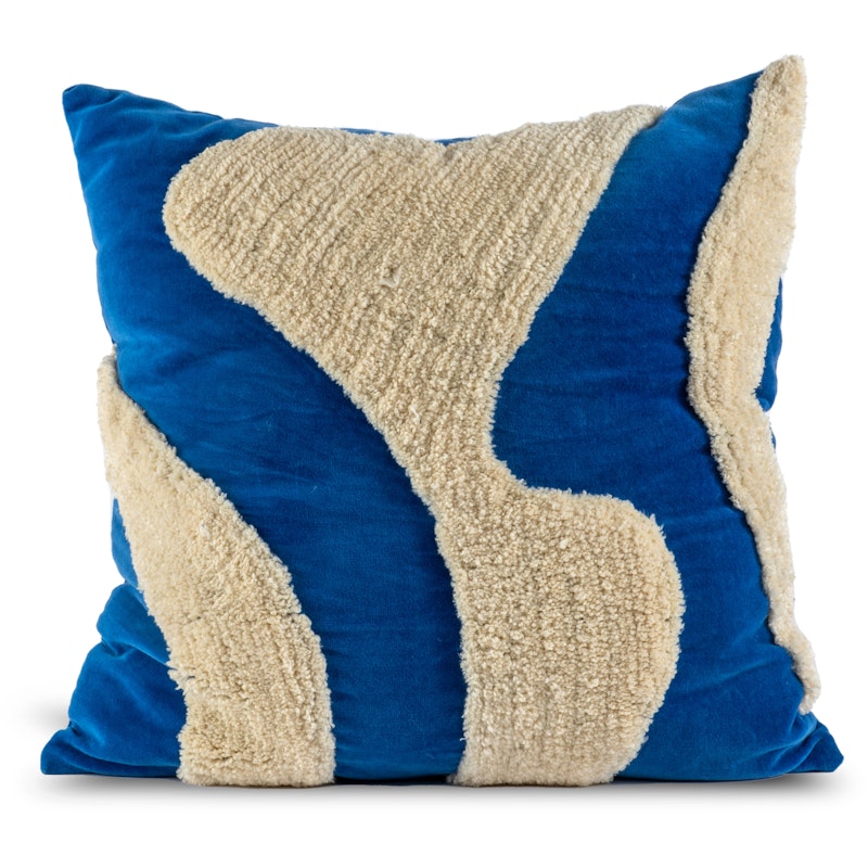 Fluffy Kissen 50x50 cm, Blau / Beige