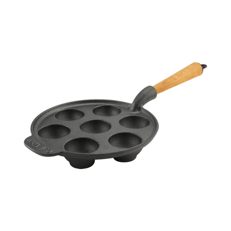 Danish Aebleskiver Bratpfanne 22 cm mit Griff Aus Buche