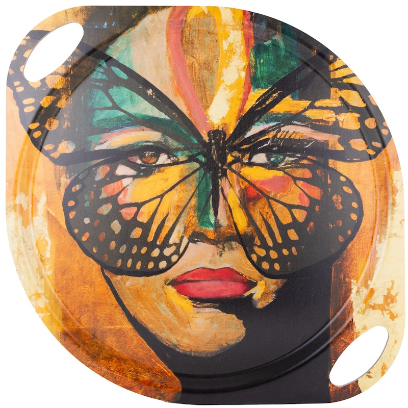 Golden Butterfly Tablett Mit Griffen, 38 cm