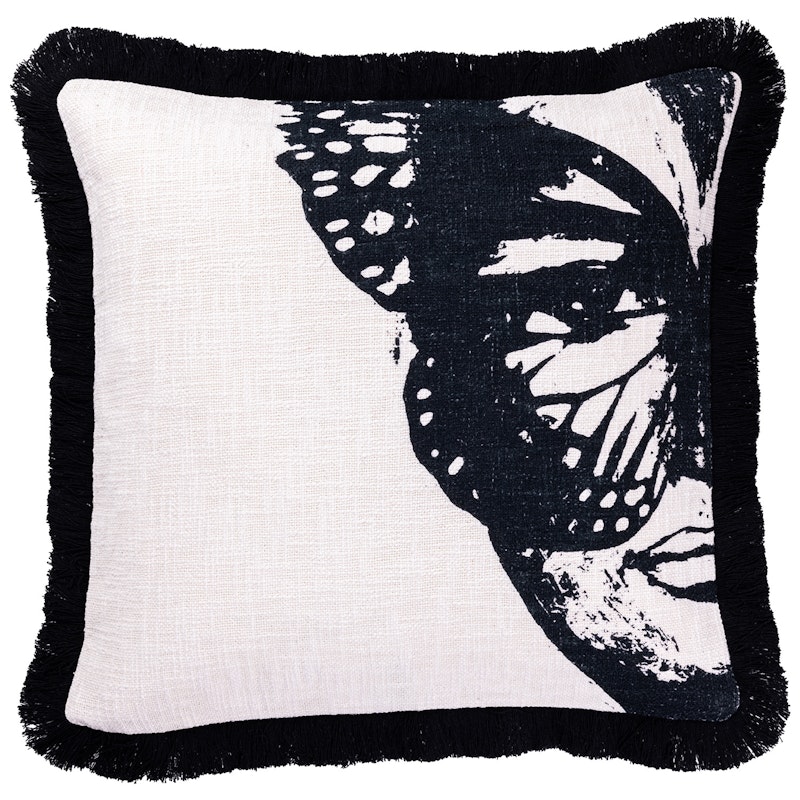 Golden Butterfly B&W Cushion Cover 50x50 cm, White / Butterflies