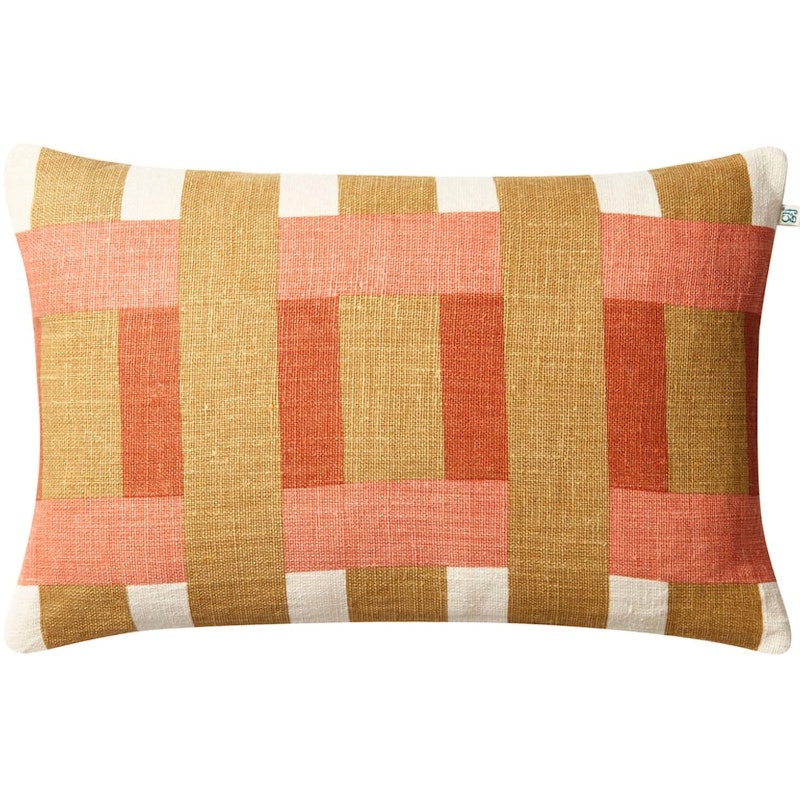 Benaras Kissenbezug 50x50 cm, Apricot Orange / Khaki