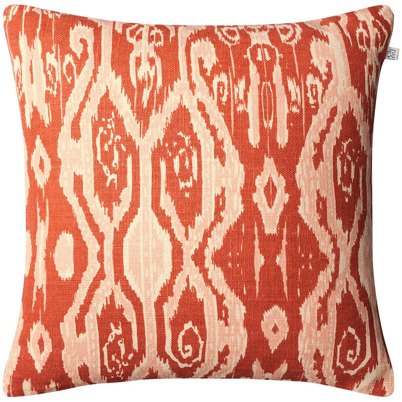 Ikat Madras Kissenbezug 50x50 cm, Apricot Orange / Rosa