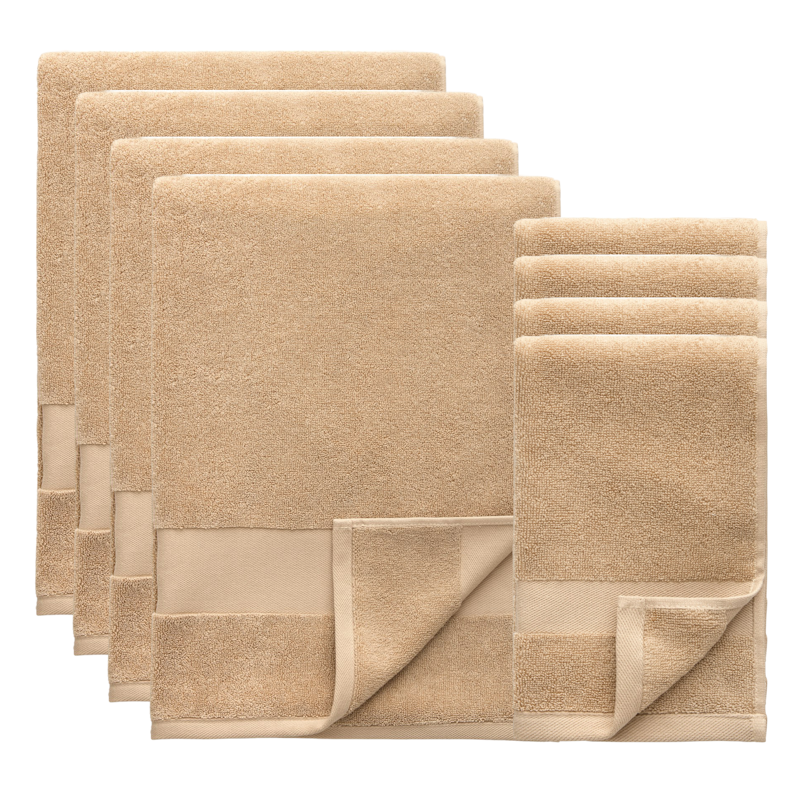 Alva Handtuch-Set 50x70 + 70x140 cm 8-er Set, Sand
