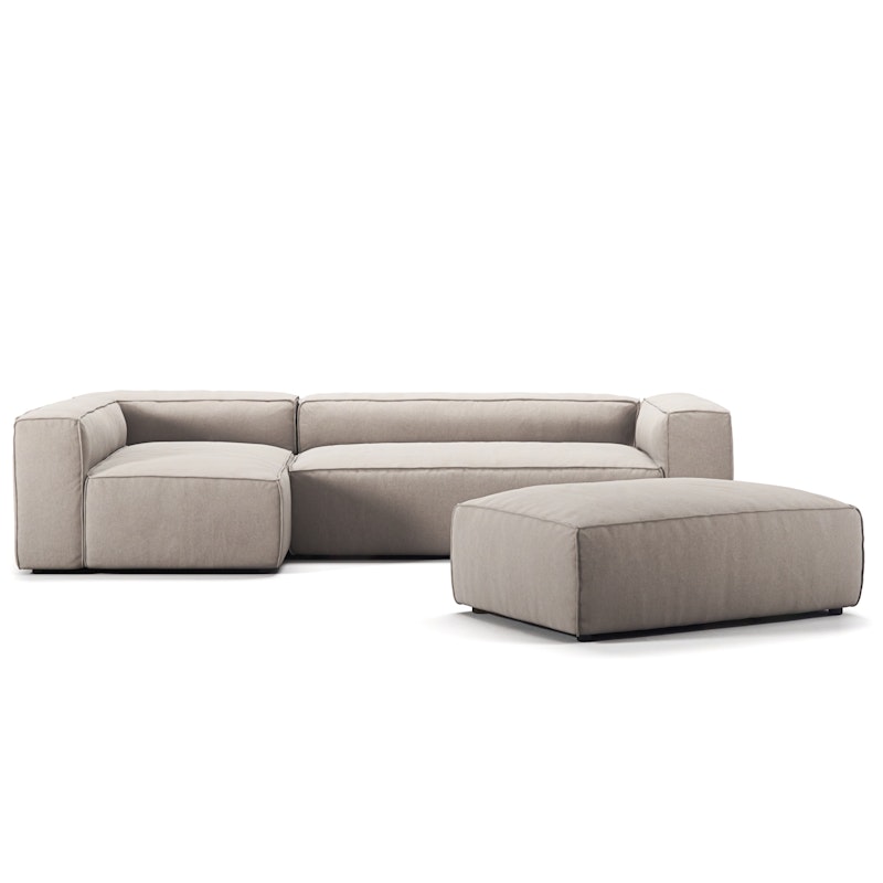 Grand 4-Sitzer-Sofa Liege Links offenes endstück mit Fußhocker, Sandshell Beige