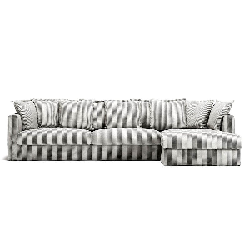 Le Grand Air 3-Sitzer-Sofa Leinen Liege Rechts, Ash Stripe