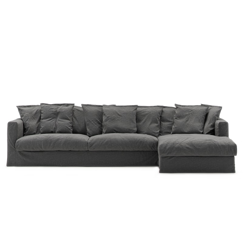 Le Grand Air 3-Sitzer-Sofa Leinen Liege Rechts, Carbon Dust