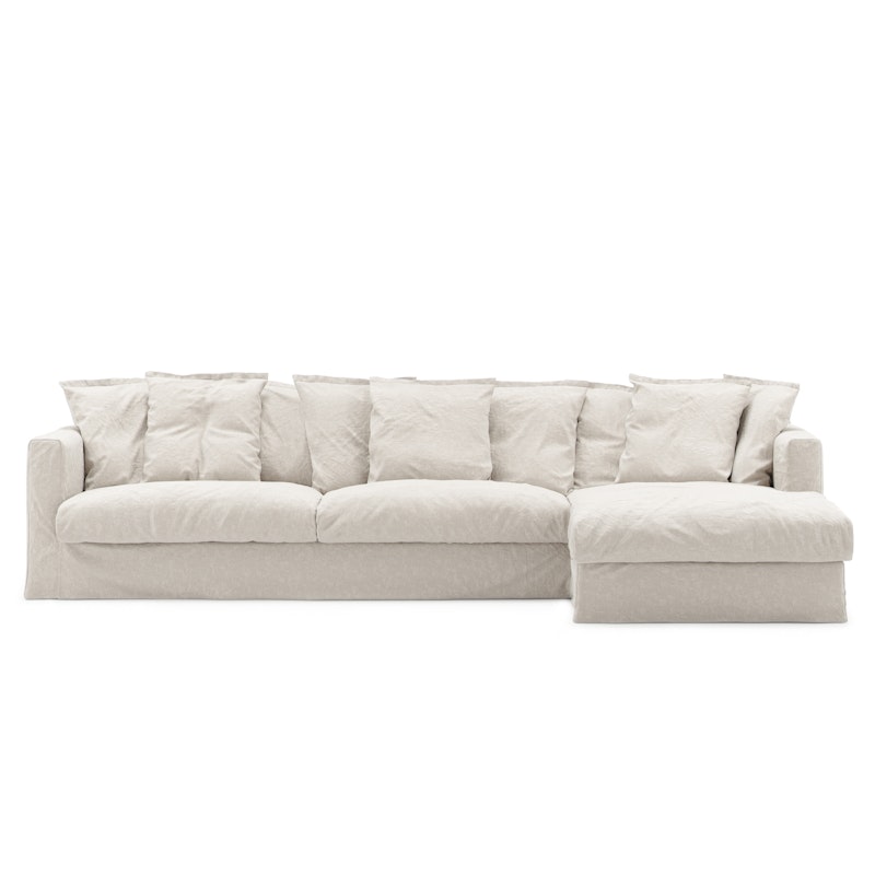 Le Grand Air 3-Sitzer-Sofa Leinen Liege Rechts, Creamy White