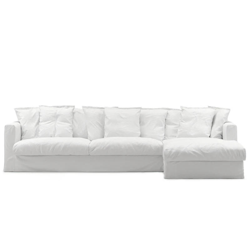 Le Grand Air 3-Sitzer-Sofa Baumwolle Liege Rechts, Weiß
