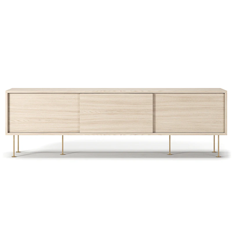 Vogue Medienbank mit Beinen 180 cm, White Pigmented Oak / Messing
