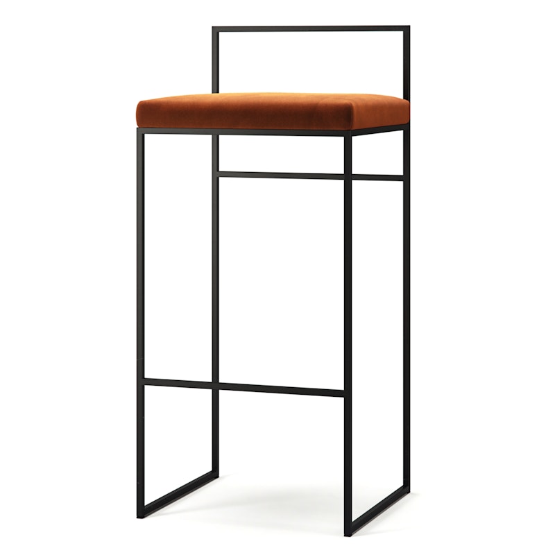 Barhocker mit Rückenlehne 90 cm, Schwarz / Copper Glow Samt