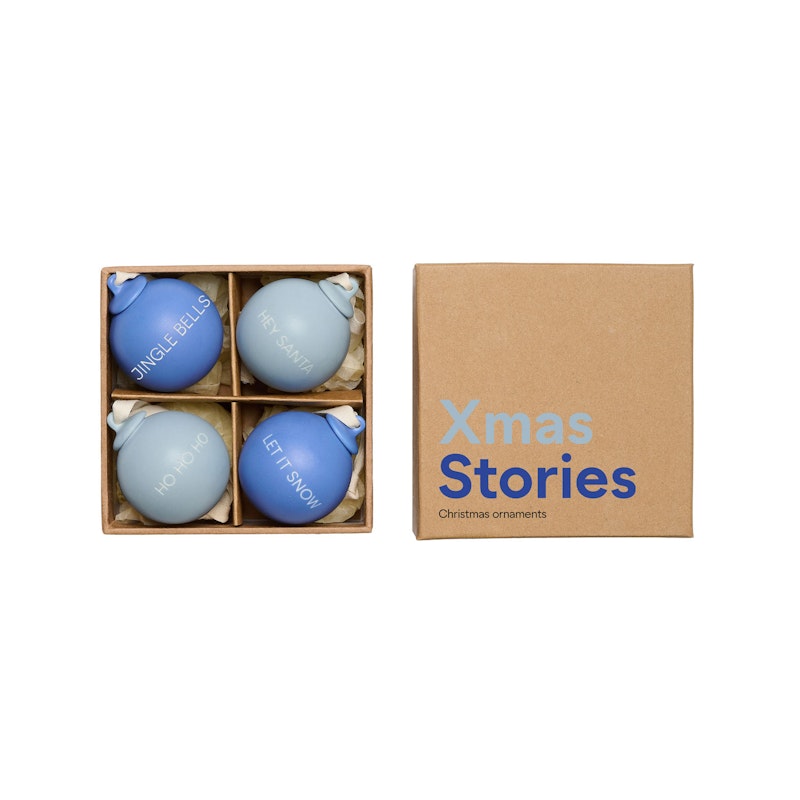 Xmas Stories Weihnachtskugeln 4 cm 4-er Set, Blau