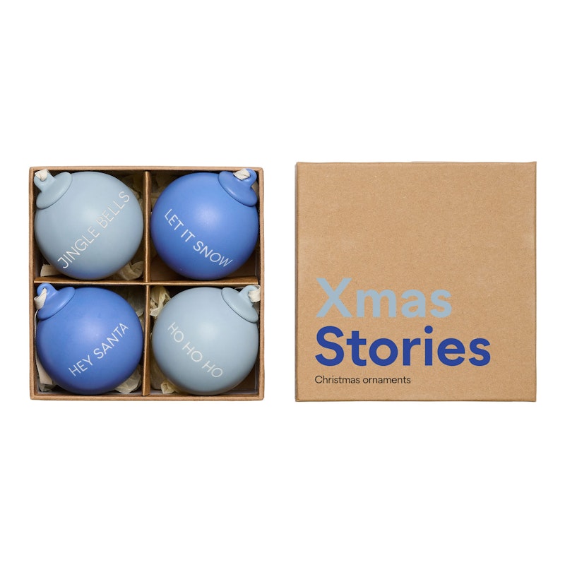 Xmas Stories Weihnachtskugeln 6 cm 4-er Set, Blau