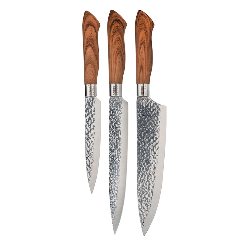 Akira Set Of 3 Knives, Brown