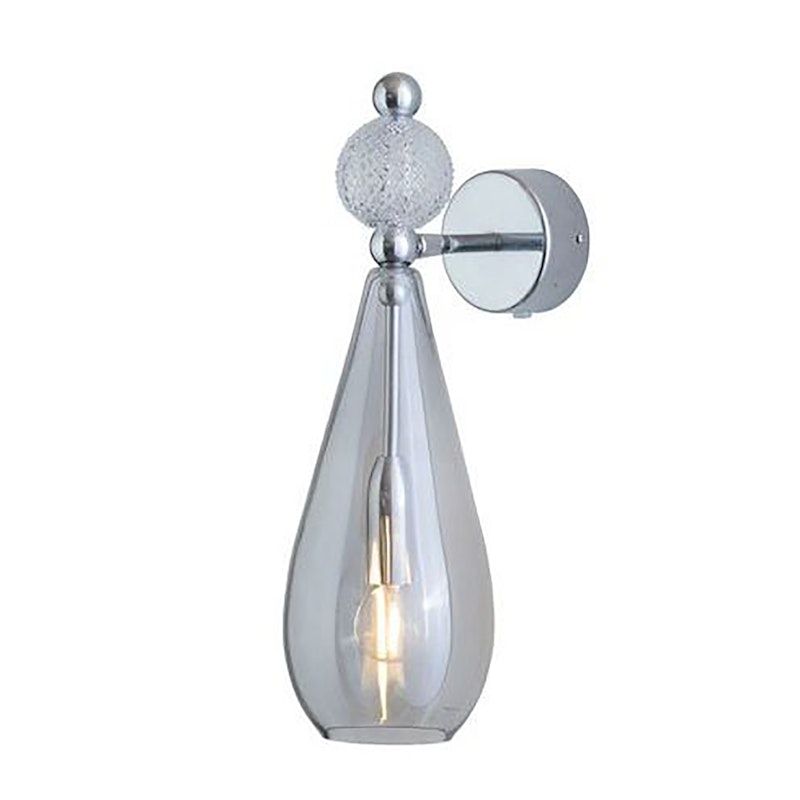 Smykke Wandleuchte, Smokey Grey / Crystal Check Ball / Shiny Silver