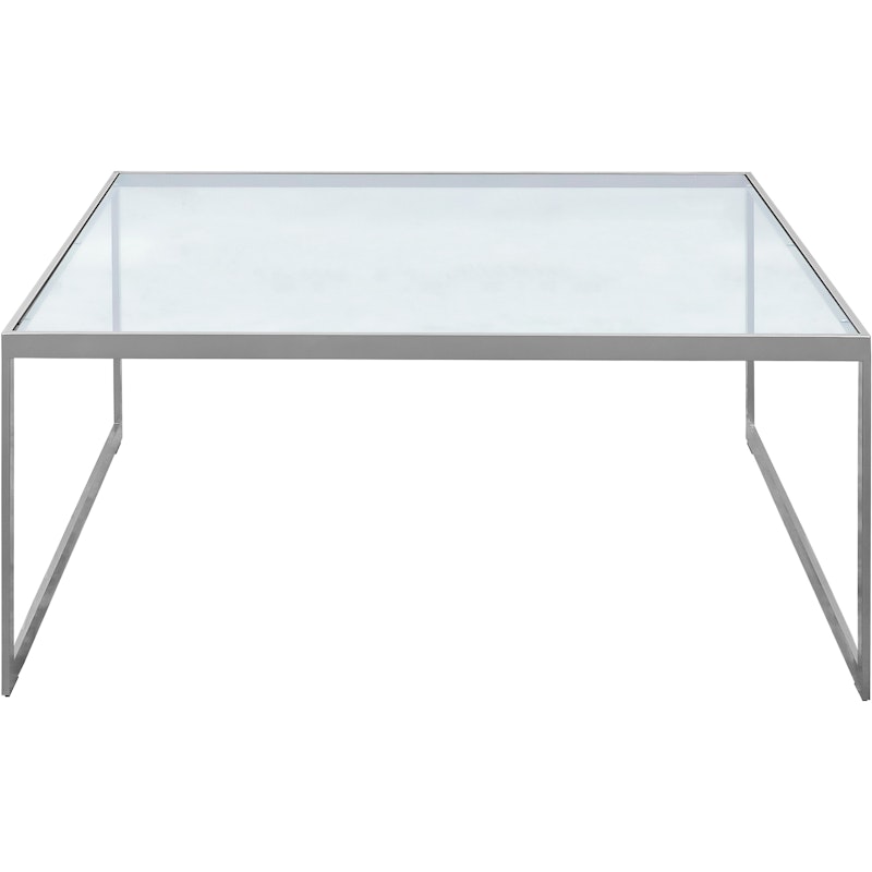 Square Kaffeetisch, 102x102 cm, Silver Grey/Glass