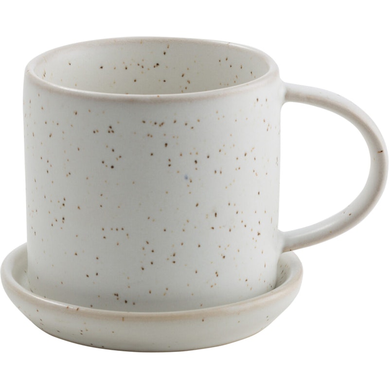 Tasse mit Untertasse 7 cm, Weiß/Gesprenkelt