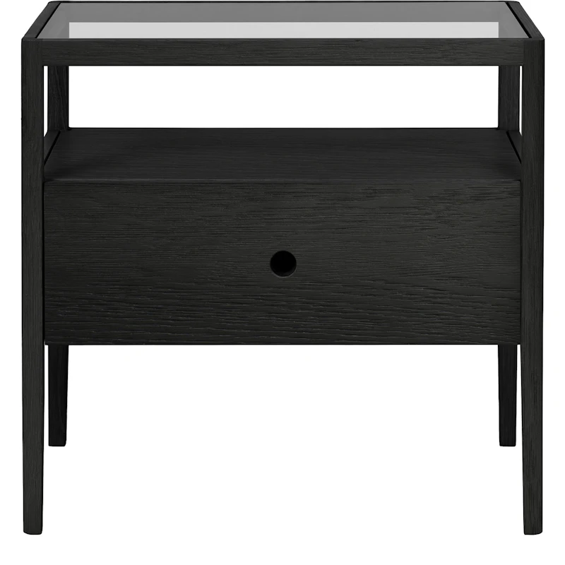 Spindle Nachttisch, Schwarz Gebeizte Eiche