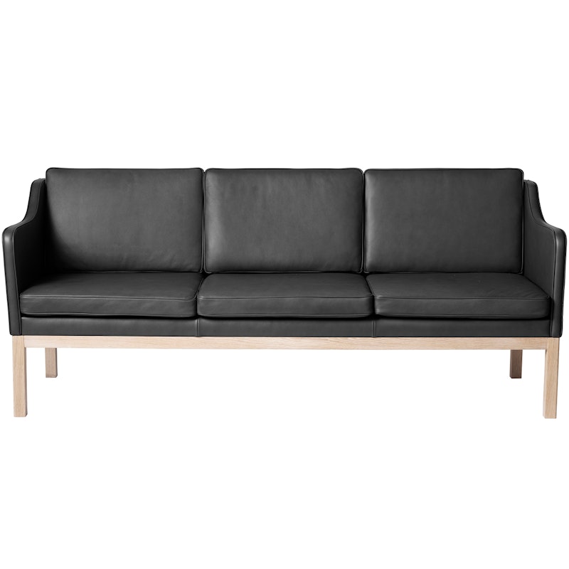 J182 3-Sitzer-Sofa, Zea Leder Schwarz